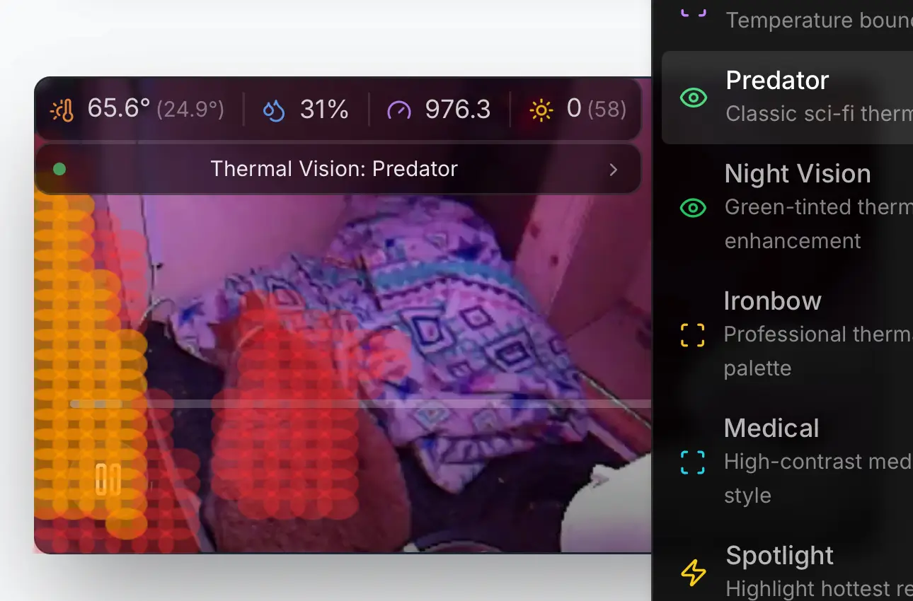 Thermal imaging visualization of Smart Paw Home temperature distribution